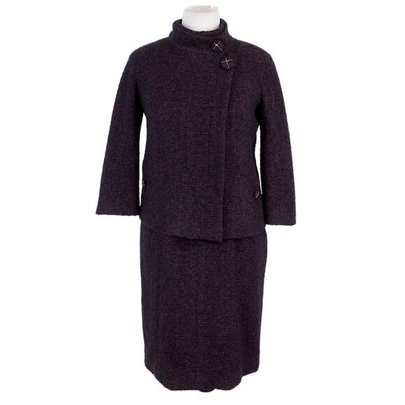 CHANEL Wool-Cashmere Tweed Mock Collar Dress & Double-Breasted Tweed Jacket Set